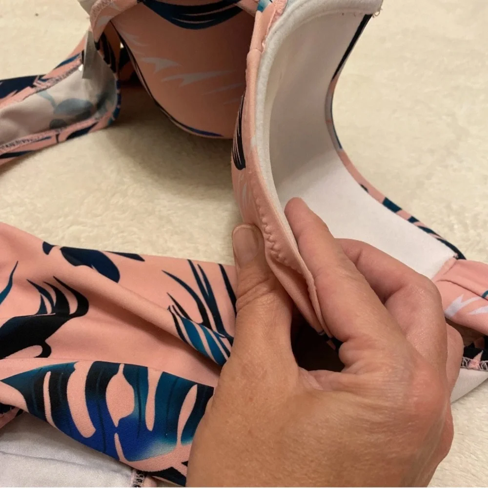Fashion Nova Pink and Blue Tropical Bikini